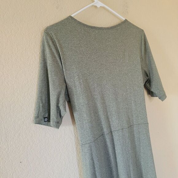 Betabrand Dress Layered Front Faux Wrap Size Medium Green Casual Stretch Comfort - Picture 6 of 7